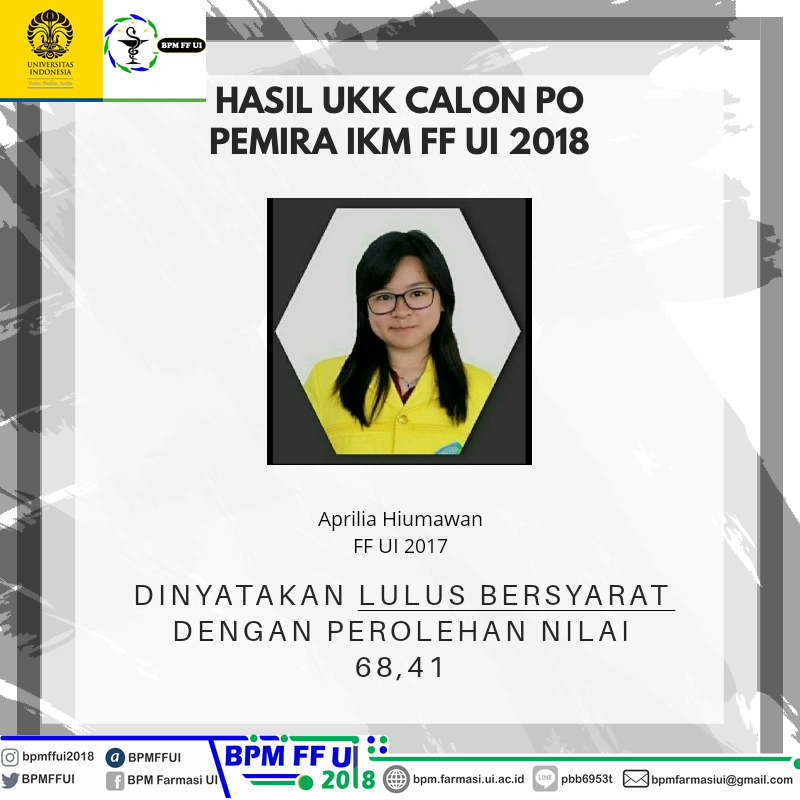 Hasil UKK Calon PO Pemira IKM FF UI 2018